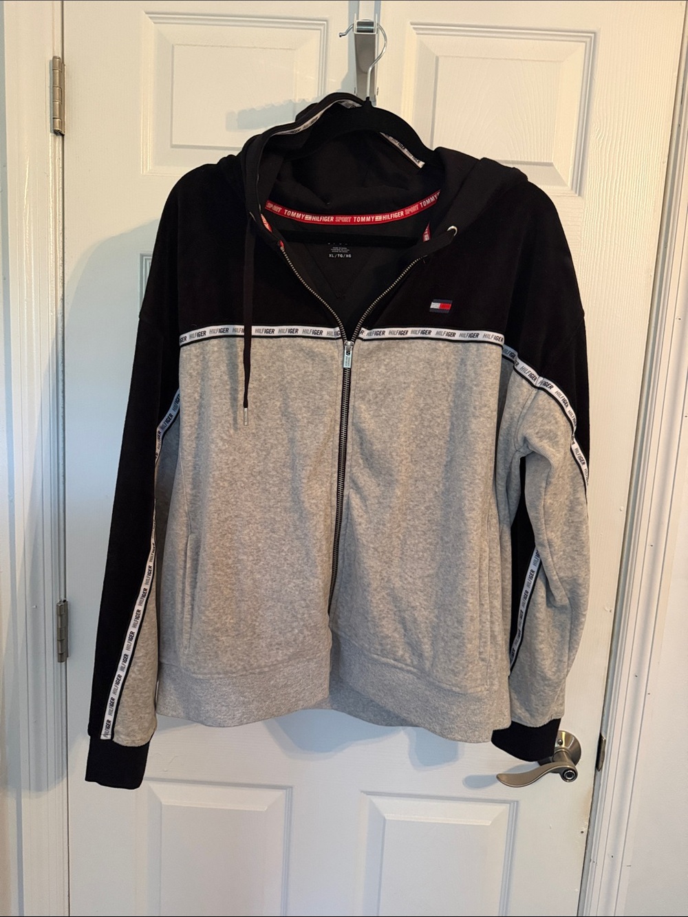 Tommy Hilfiger Black and Gray Colorblock Zip Hoodie